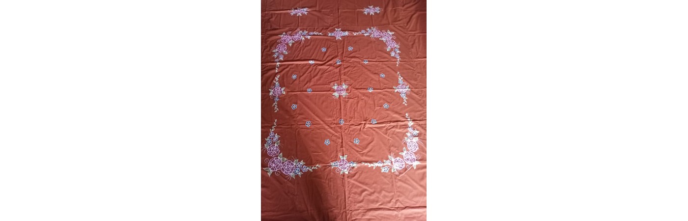 Handpainted cotton bedsheet with floral design on the corners